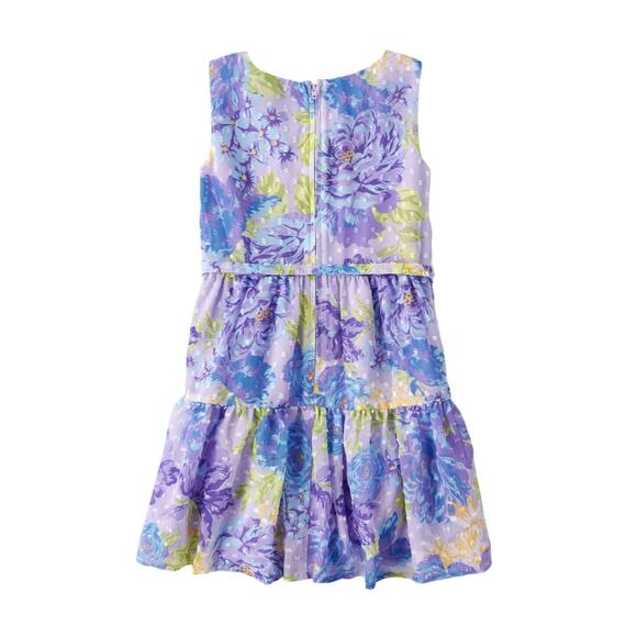 NWT! The Children's Place Girls Floral Tiered Dress in Purple - Size 12 - Picture 3 of 9